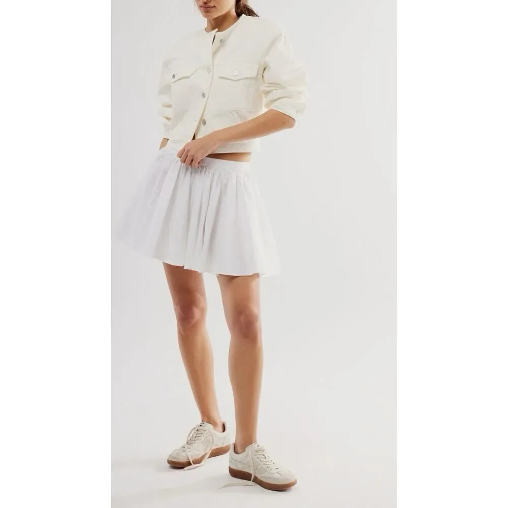 NEW Free People Gaia Pocket Skirt In Optic White Boho Summer Size S NWT